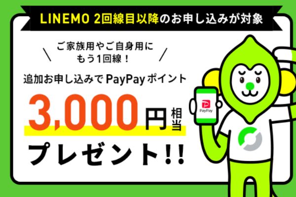 追加申込みでPayPayポイント3,000円相当プレゼントキャンペーン